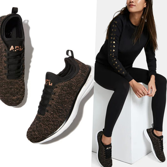 APL TechLoom Phantom Black Gold Metallic Sneakers 9.5 - Picture 1 of 7